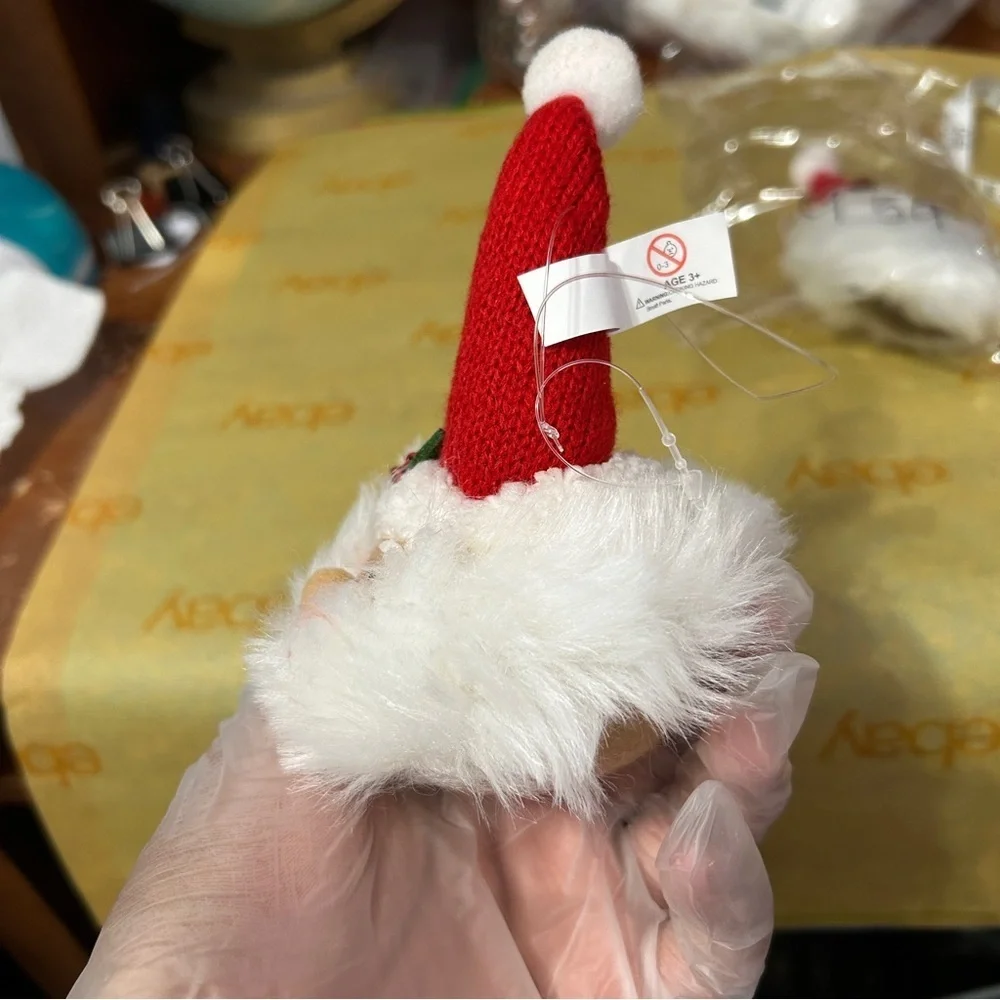 Black And White Santa With Sant Hats Christmas Ornaments - Set Of 2 - “Solon”